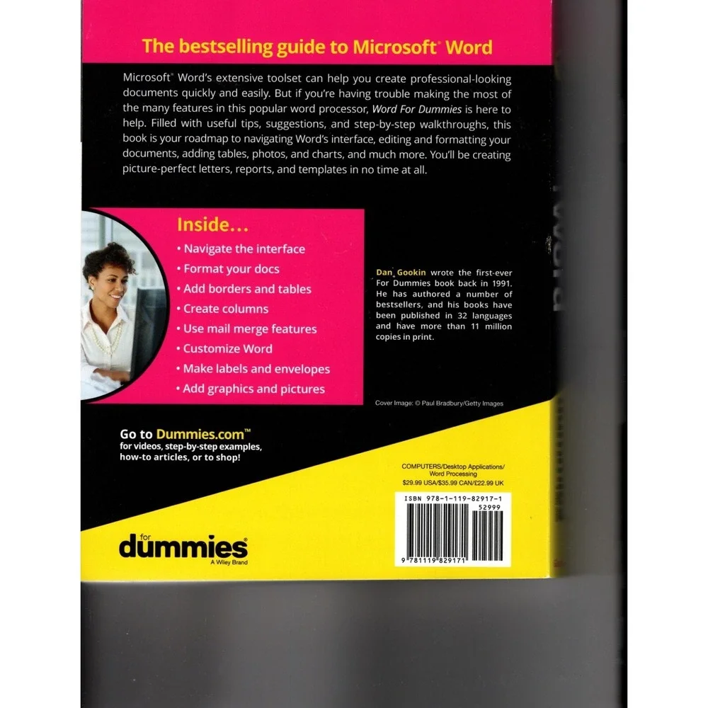 Word for Dummies Includes Word 2021 & Office 365 Paperback Dan Gookin NEW #406